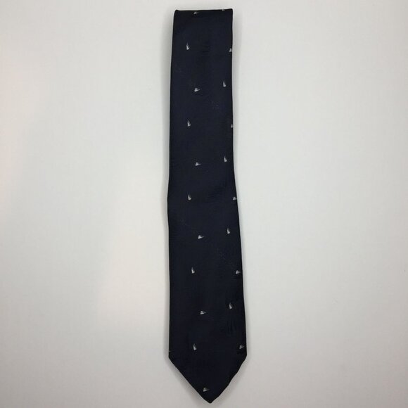 Bernie of California Mens Tie Necktie Navy Blue White Gold Sparkles Formal - Picture 2 of 9